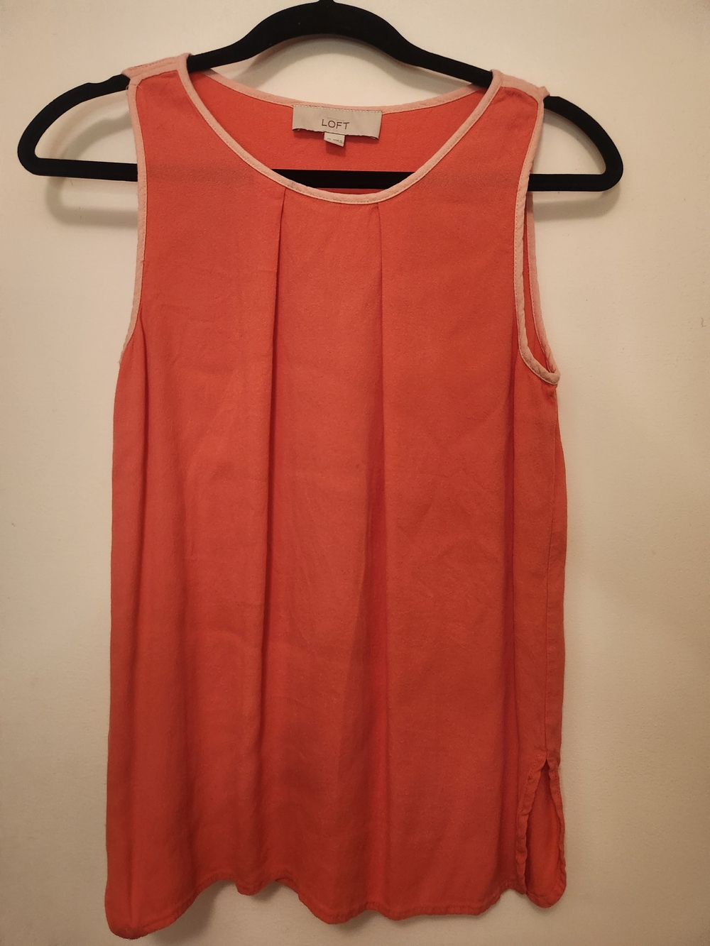 LOFT Women's Coral Sleeveless Pleated Shell Top XS